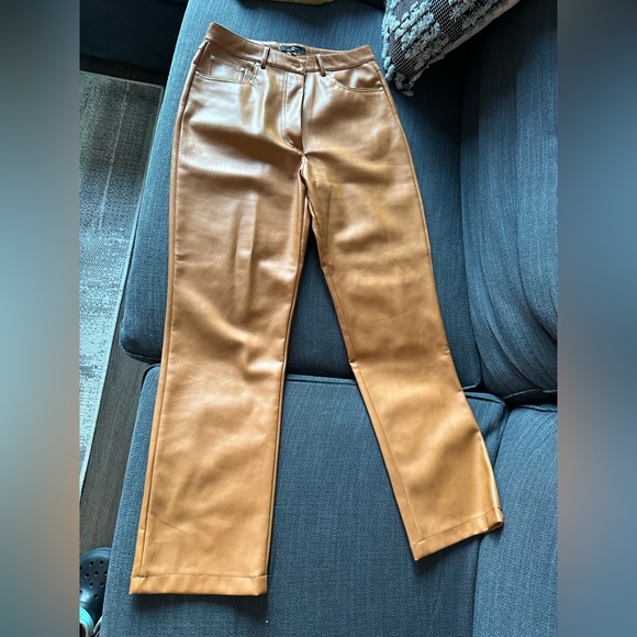 7 for all mankind camel faux leather pants - Picture 1 of 2